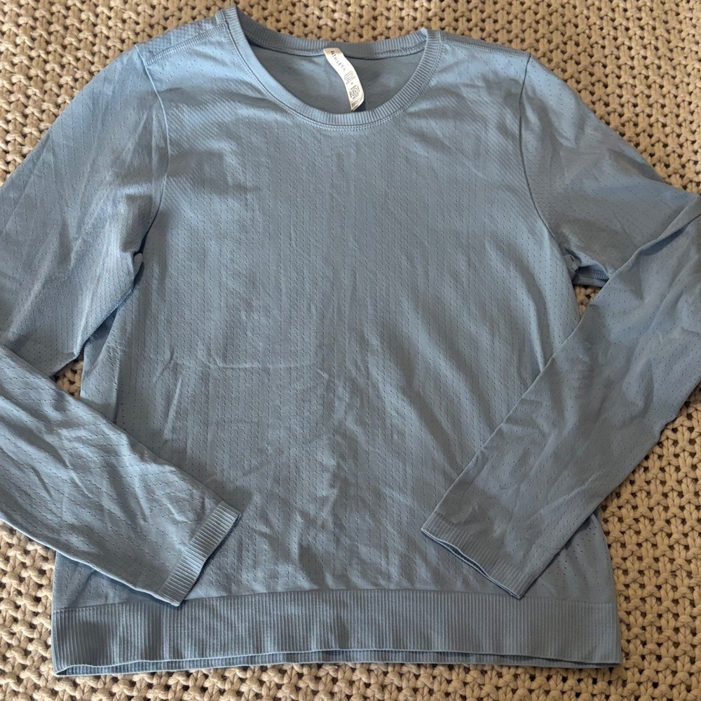 Athleta Light Blue Perforated Top